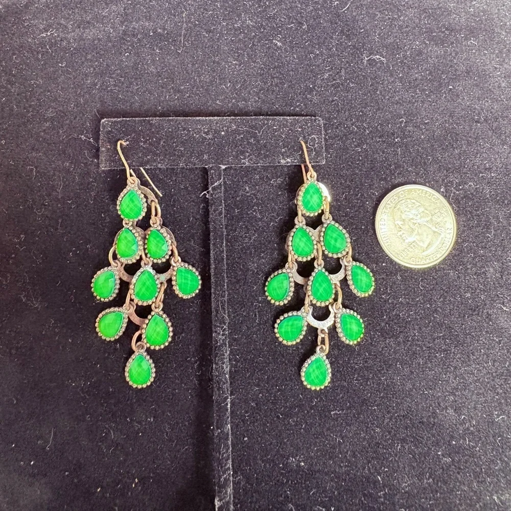 Vintage Green Chandelier Earrings